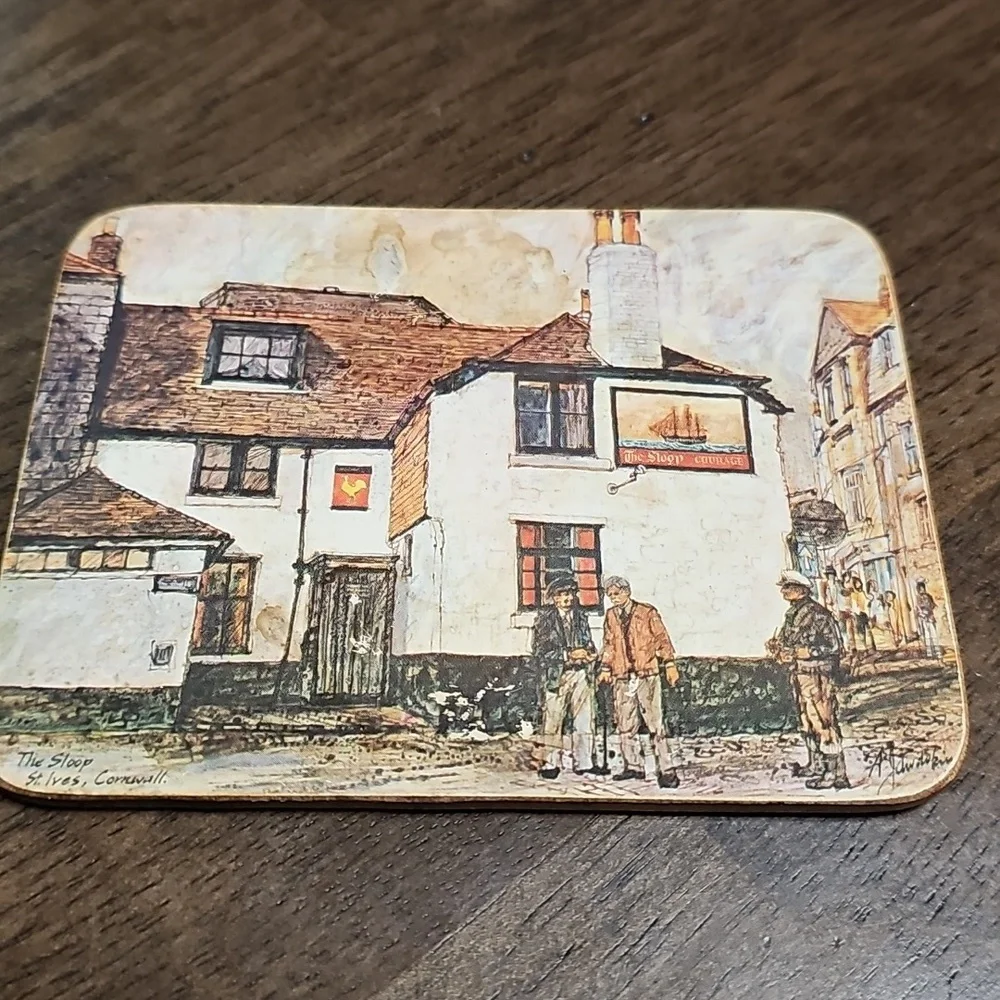 🇬🇧 Vintage Clover Leaf Coasters Set of 5 English Village Scenes
